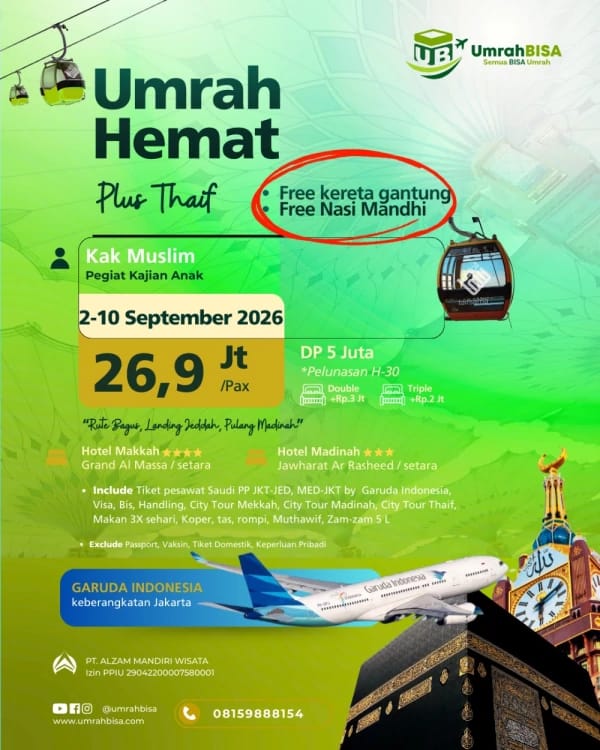 Hemat Awal September UB1 Langsung Umroh