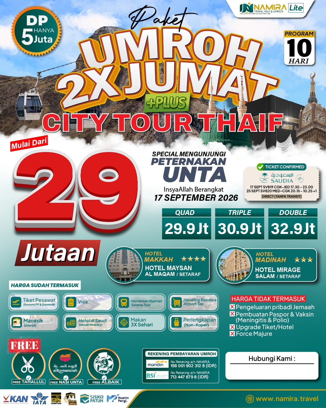 Umroh Namira September Pertengahan